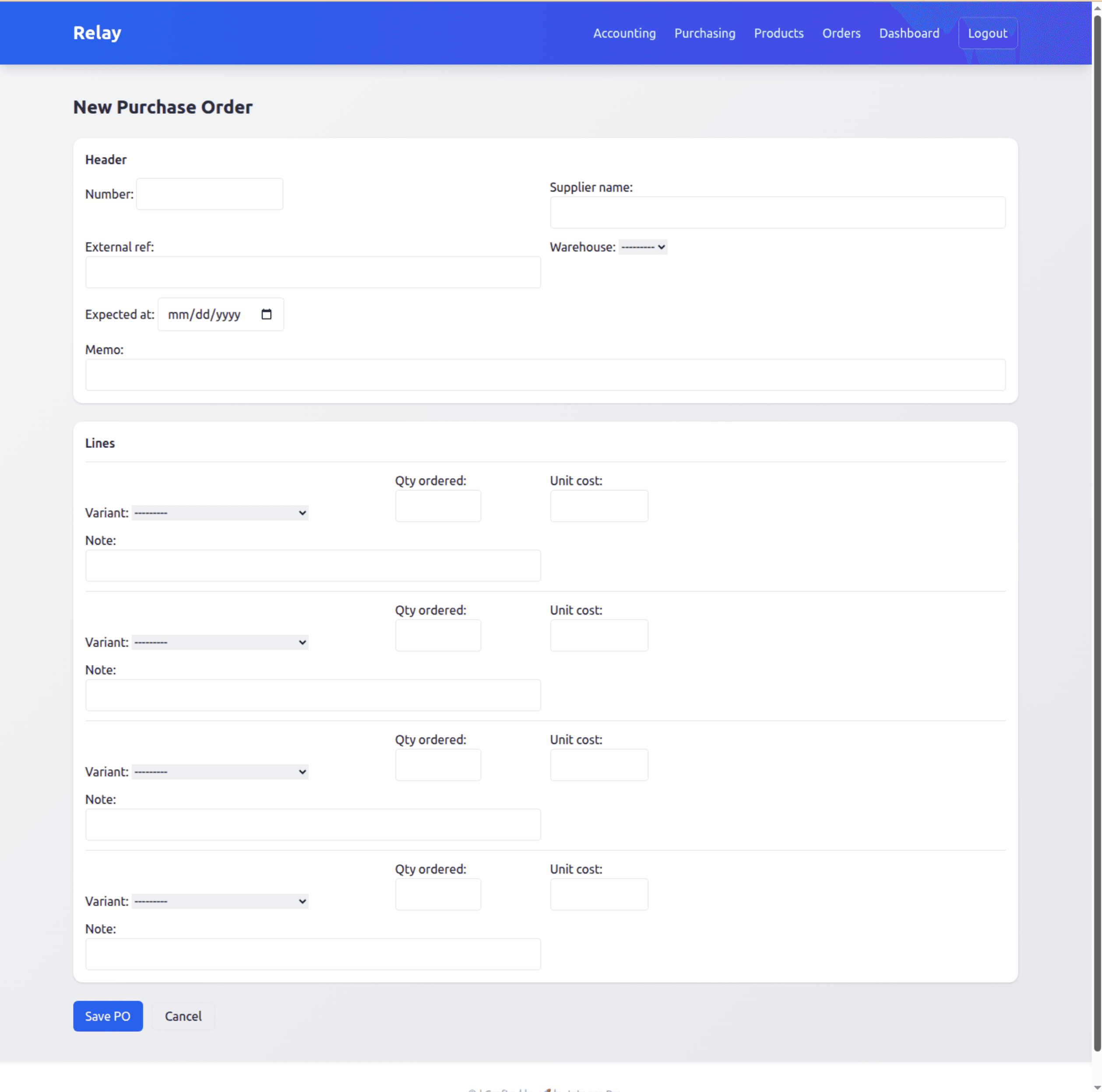 Purchase orders & receiving